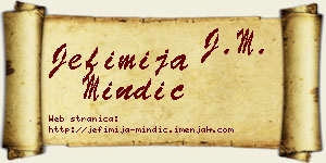 Jefimija Mindić vizit kartica